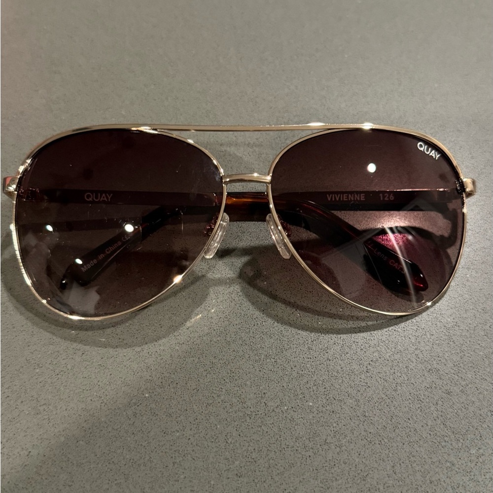 Quay Australia Gold Frame Sunglasses with Brown Lenses
